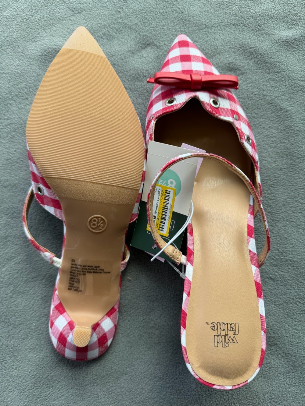 Women's Lysandra Gingham Eyelet Kitten Heels - Wild Fable Red Gingham 8.5 - Picture 8 of 9